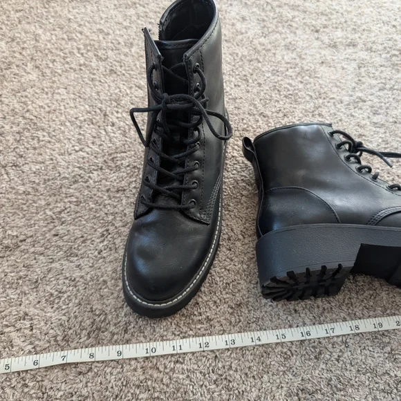 Madden Girl Black Combat Boots - Picture 3 of 5